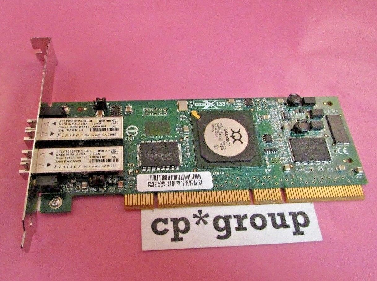 LOT OF 2 QLogic QLA2342 2GB PCI-X Dual Port Fiber Channel Host Bus Adapter HBA