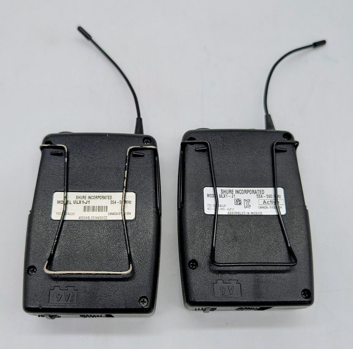 Lot Of 2 Shure ULX1 Wireless Bodypack Transmitter - J1 Band W/ New 9V Energizer2