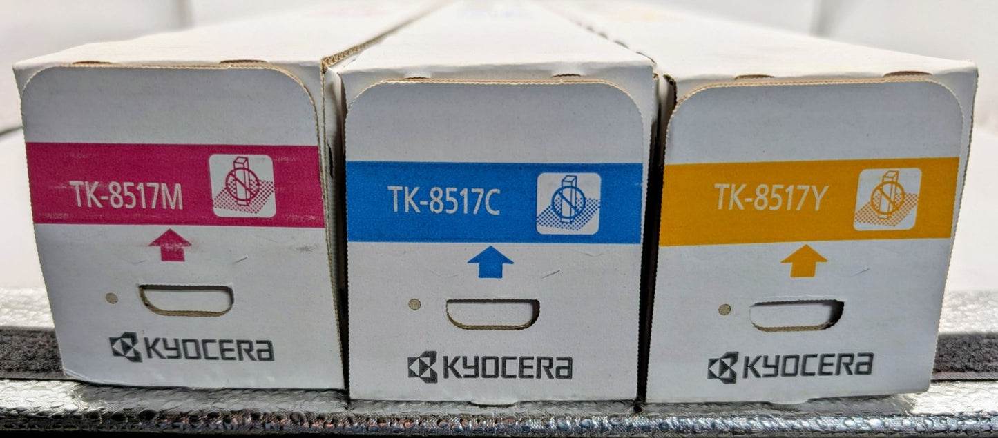 New Genuine Kyocera Set TK-8517Y TK-8517C TK8517M Cyan Magenta and Yellow SEALED1