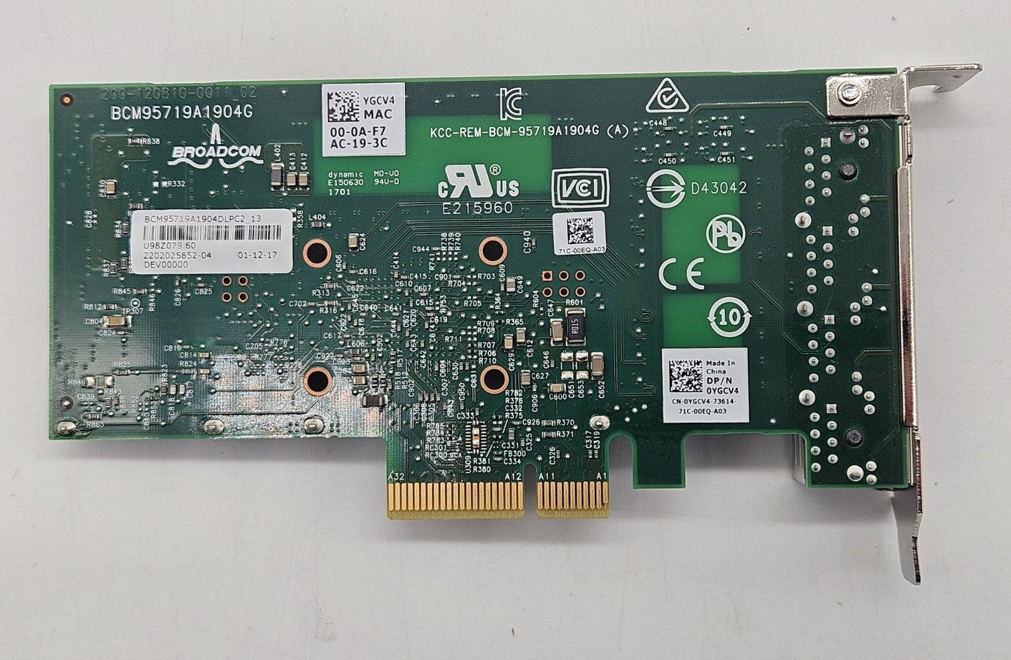 Dell Broadcom 5719 4-Port Gigabit Ethernet Network Adapter Card YGCV43