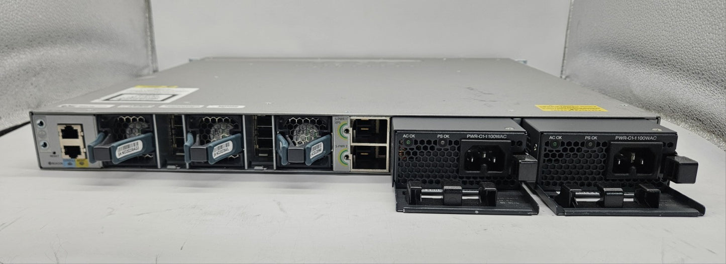 Cisco 3850 48-Port GbE (12-10GbE) Network Switch w/ 2x PSU WS-C3850-12X48U-L3