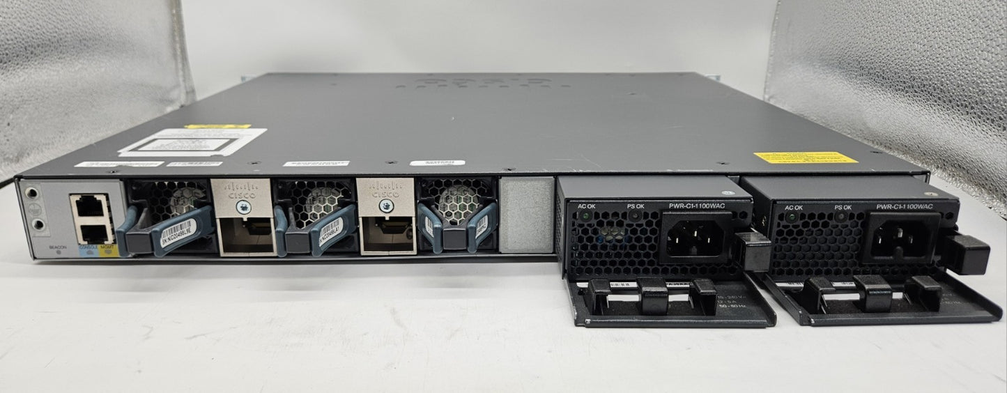 Cisco 3650 48-Port UPoE GbE (12-10GbE) & 4-SFP Network Switch WS-C3650-12X48UQ-E3