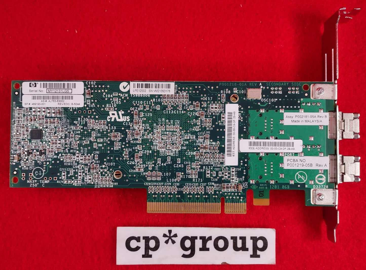 HP Emulex LPE12002 82E 2-Port SFP PCI-Ex8 HBA 489193-001 (High Profile)2