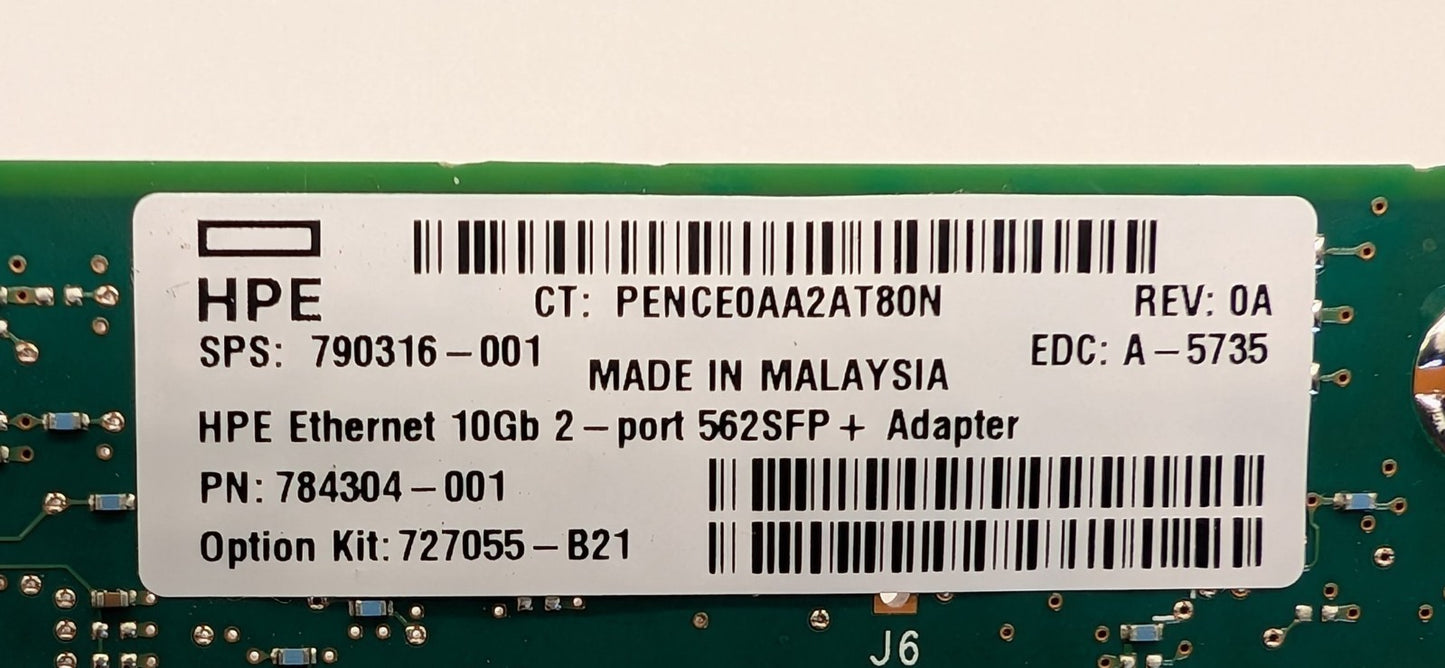Genuine HP 790316-001 ETHERNET 10GB 2-Port 562SFP+ Adapter Low Profile3