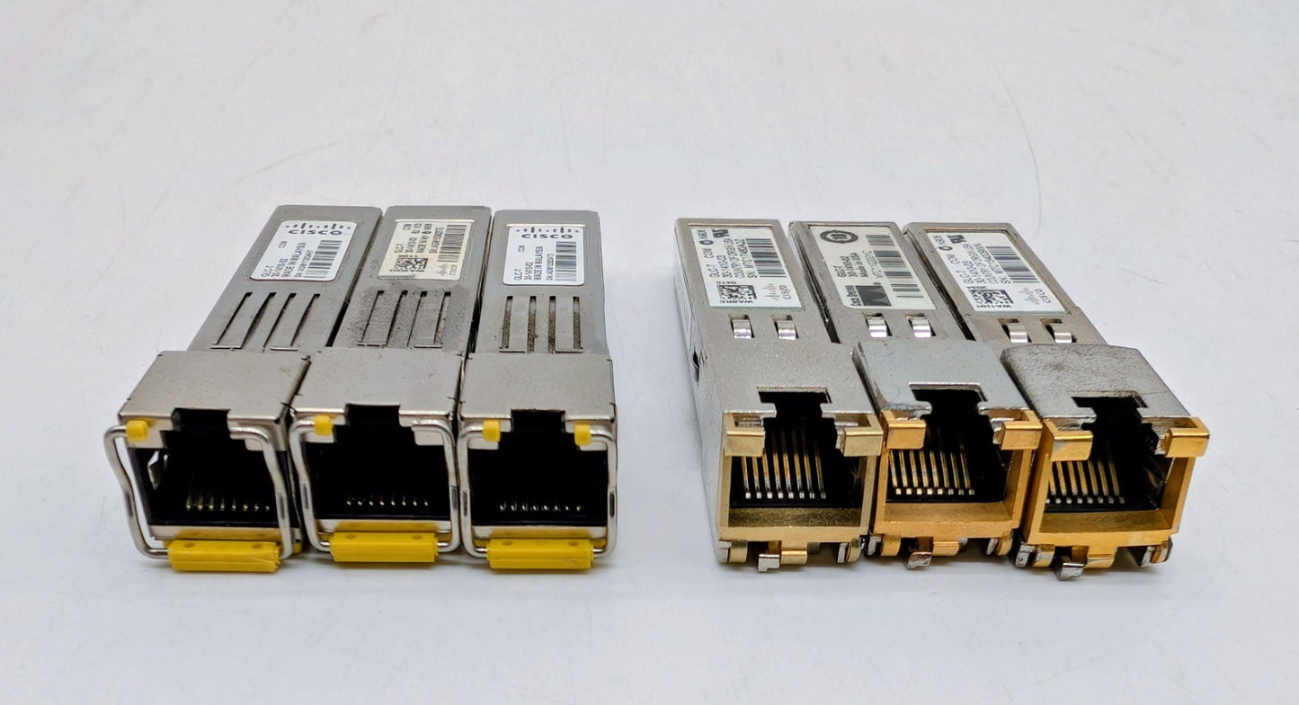 LOT OF 6 Cisco 1GB Base-T Copper 100m RJ-45 Connector to SFP Transceiver GLC-T1