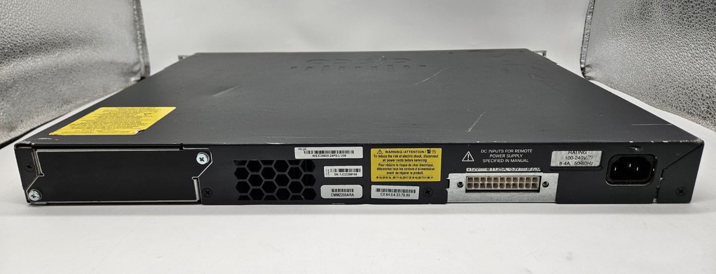 Cisco Catalyst 2960X 24-Port PoE+ GbE 4-Port SFP Network Switch WS-C2960X-24PS-L3