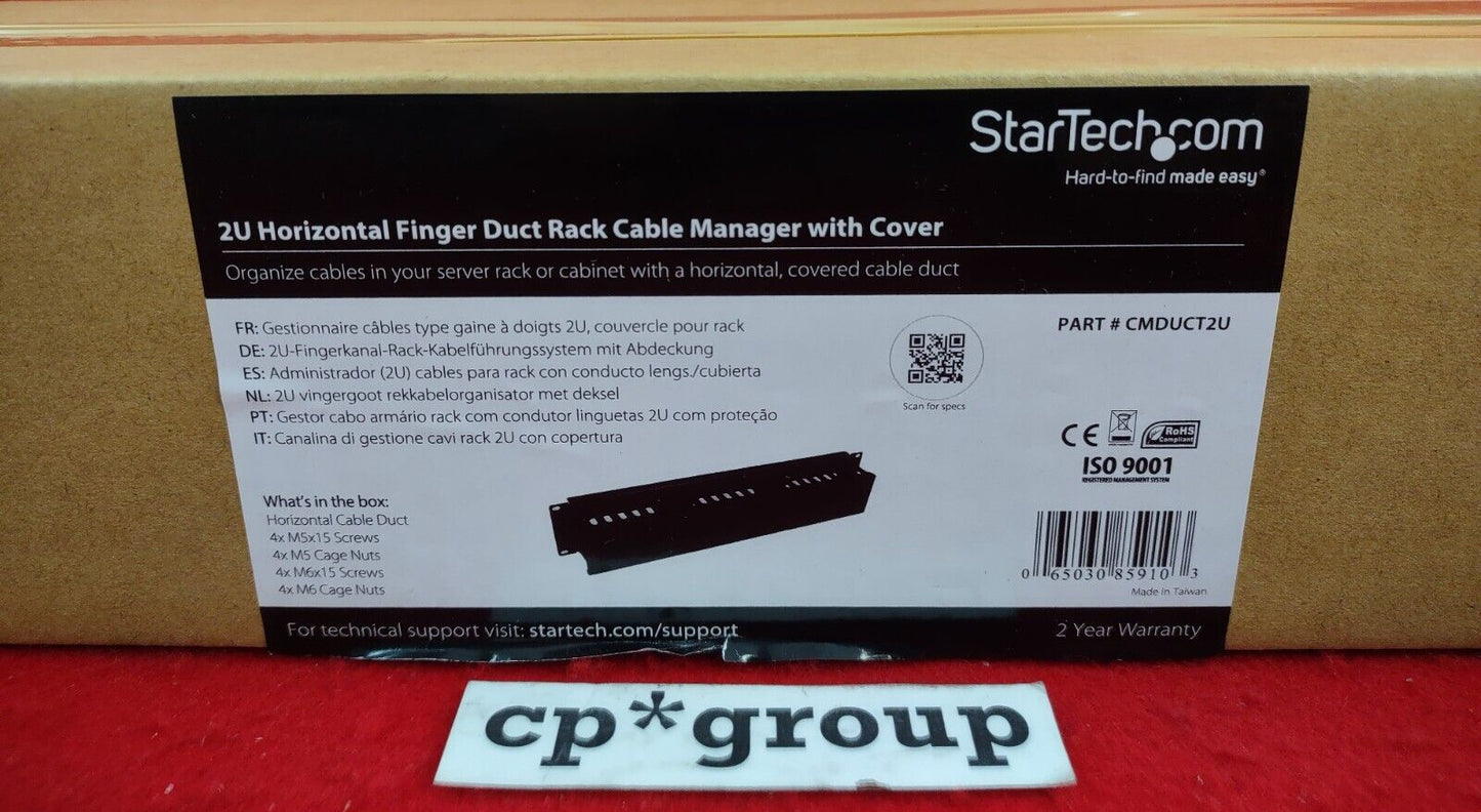 NEW Startech 2U Server Rack Cable Management Panel CMDUCT2U