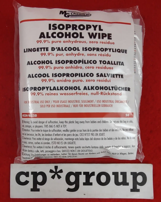 MGCHEMICALS Alcohol Wipes 99.9% Isopropyl (50 Pack) 824-WX50