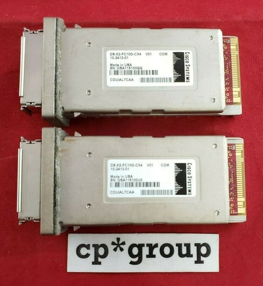 LOT OF 2 Cisco 10Gb/s SMF 15m Duplex SC Connector X2 Transceiver DS-X2-FC10G-CX4