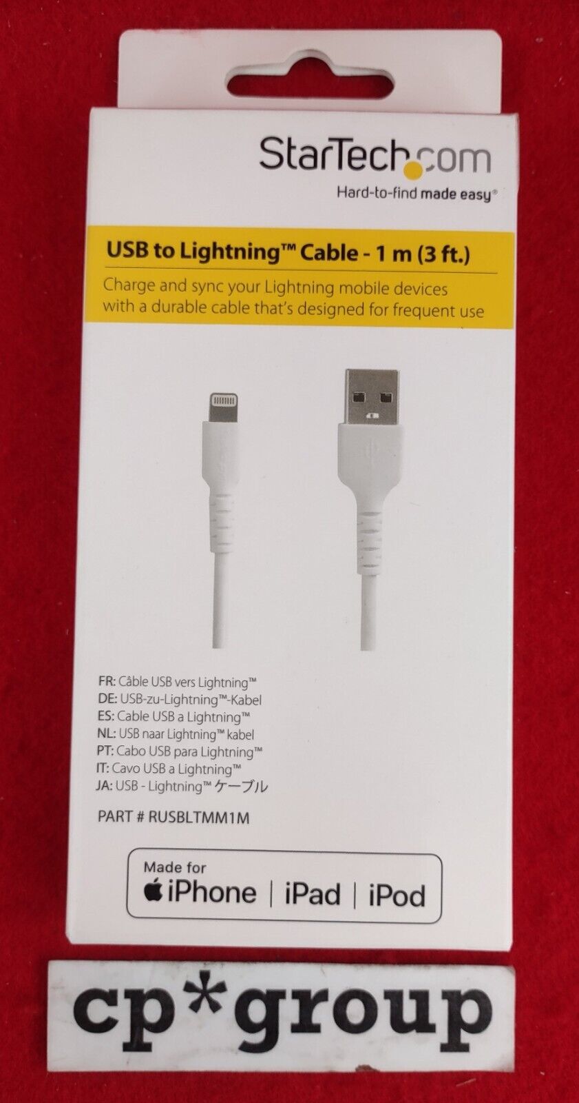 LOT OF 4 NEW StarTech 3' USB To Lightning Cable White RUSBLTMM1M