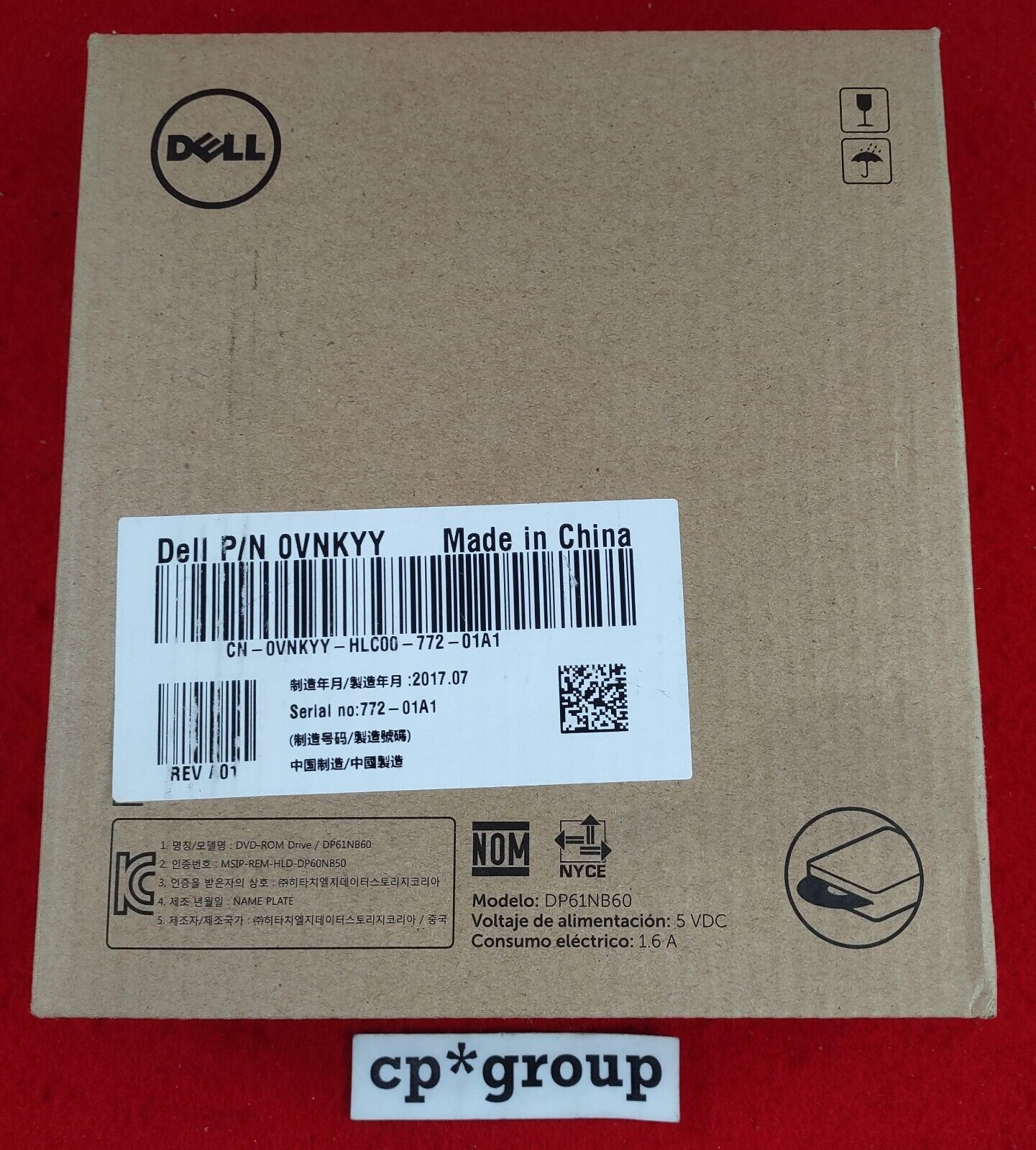 NEW Dell 9.5mm Slim External USB DVD-ROM Optical Drive VNKYY