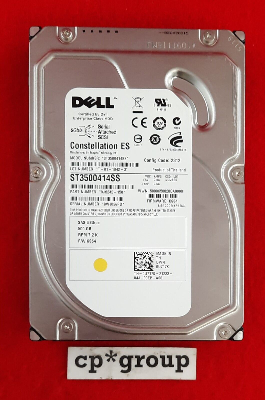 Dell Constellation ES 500GB 7.2K 16MB SAS-2 6Gb/s 3.5" Hard Drive U717K