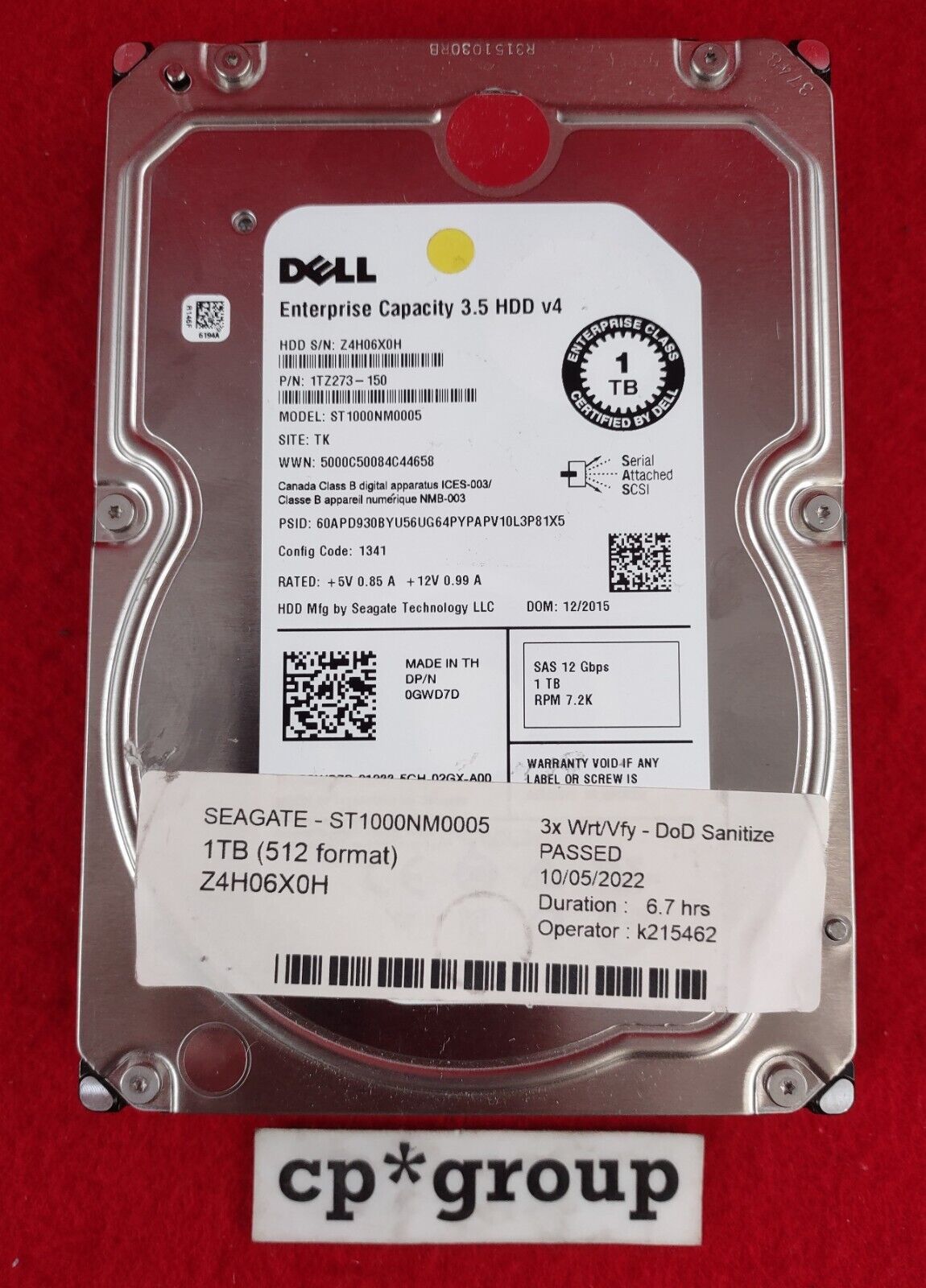 LOT OF 2 Dell Enterprise 1TB 7200RPM SAS 128MB Cache 3.5" Hard Drive GWD7D