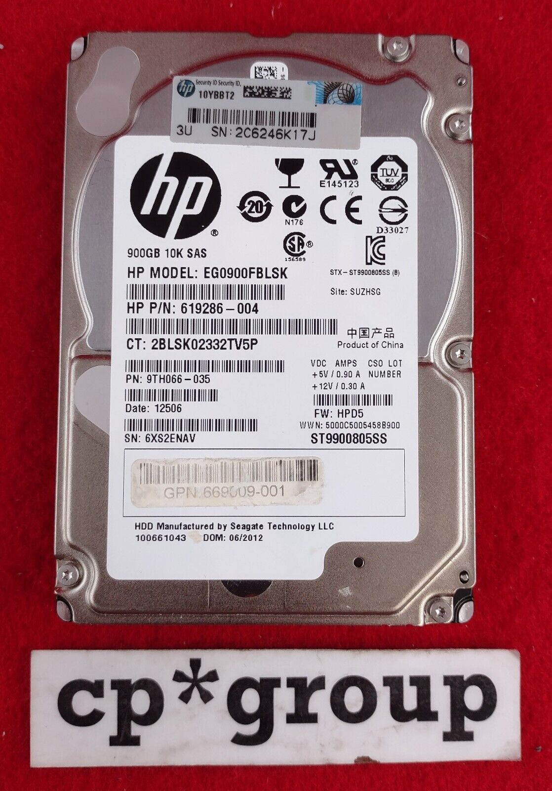 HP 900GB 10K RPM SAS 6Gbps Dual Port Hot Swap 2.5" Hard Drive 619286-004