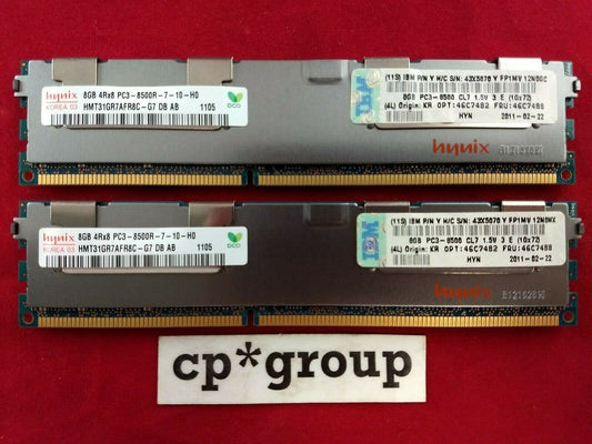 LOT OF 2 IBM Hynix 8GB 4Rx8 PC3-8500R ECC REG Server Memory 46C7488