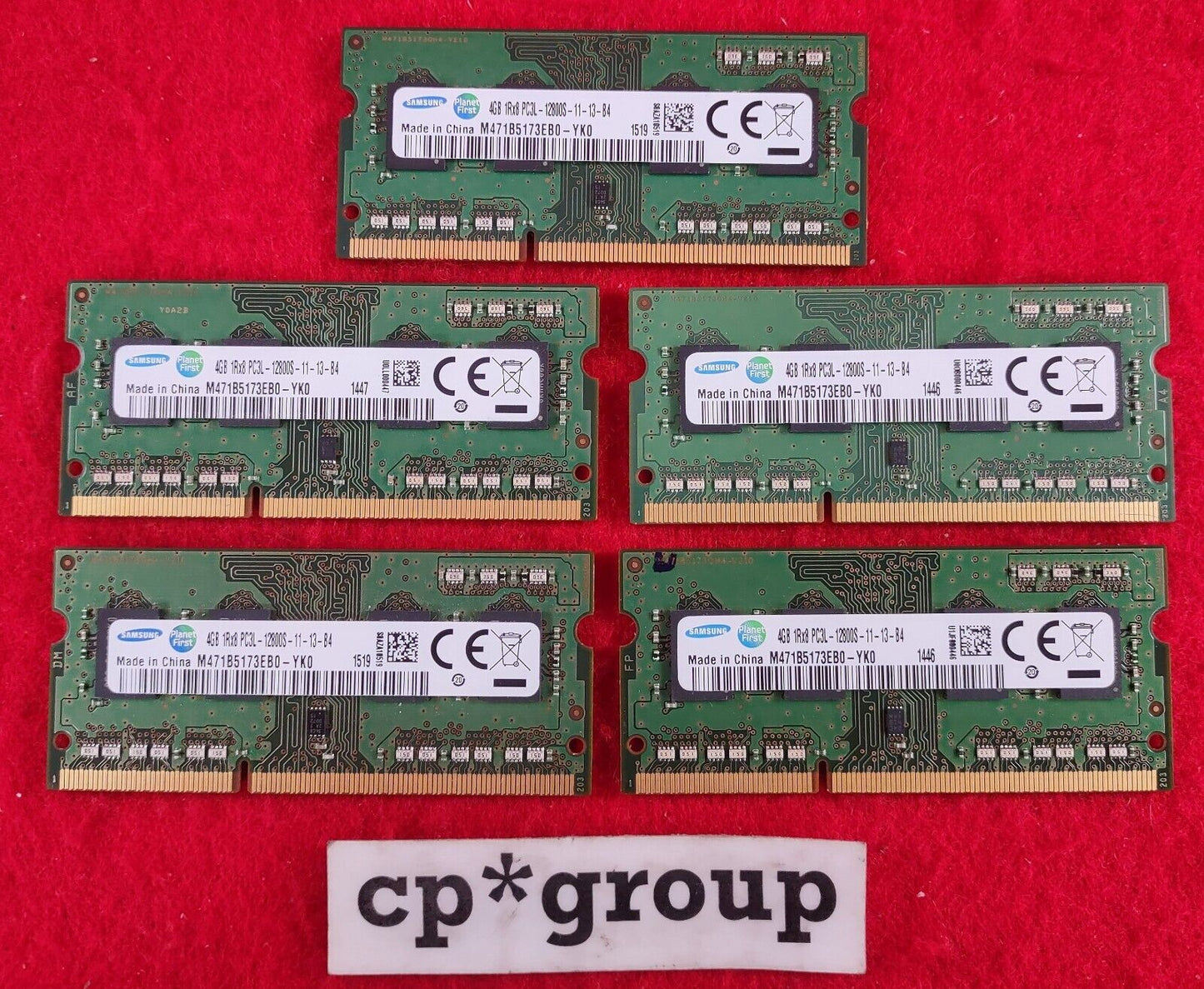 LOT OF 5 Samsung 4GB 1Rx8 PC3L-12800S SO-DIMM Laptop RAM M471B5173EB0-YK0