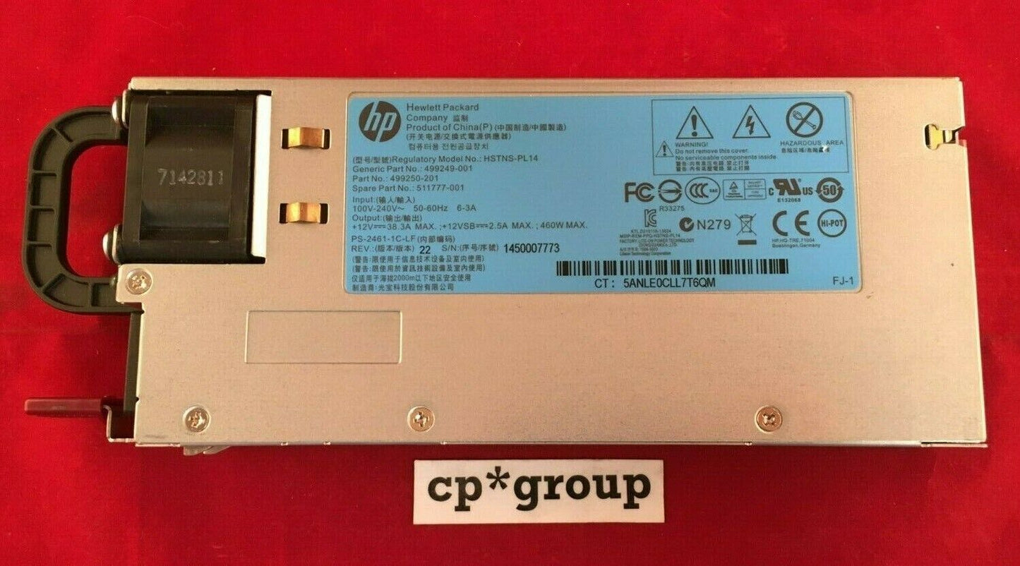 LOT OF 4 HP 460W CS Gold Power Supply DL380 DL360 G6 G7 511777-001