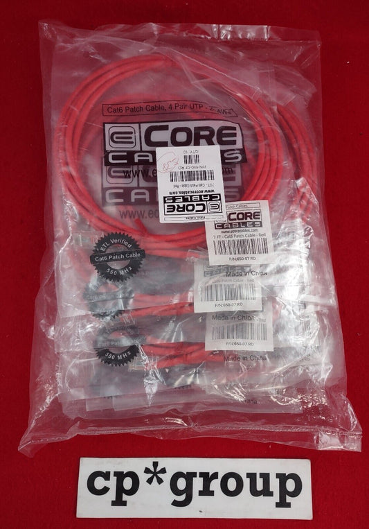 LOT OF 10 NEW 7ft Cat6 Ethernet Patch Cable Red (UTP)