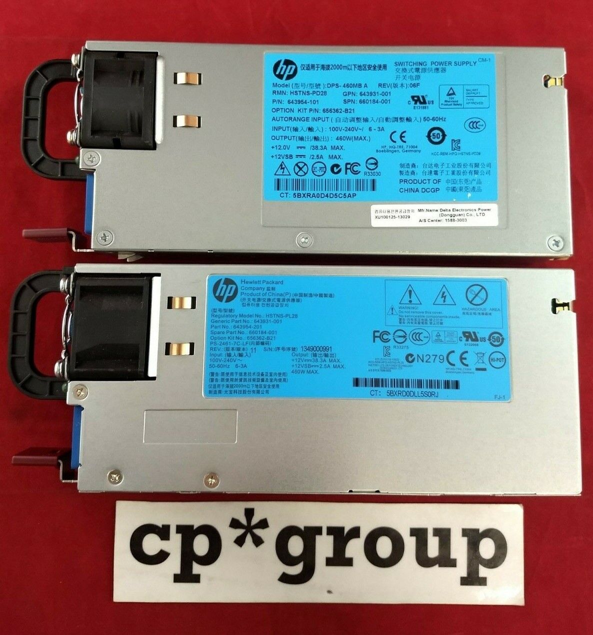 LOT OF 6 HP 460W CS Platinum Plus Power Supply 660184-001 656362-B21