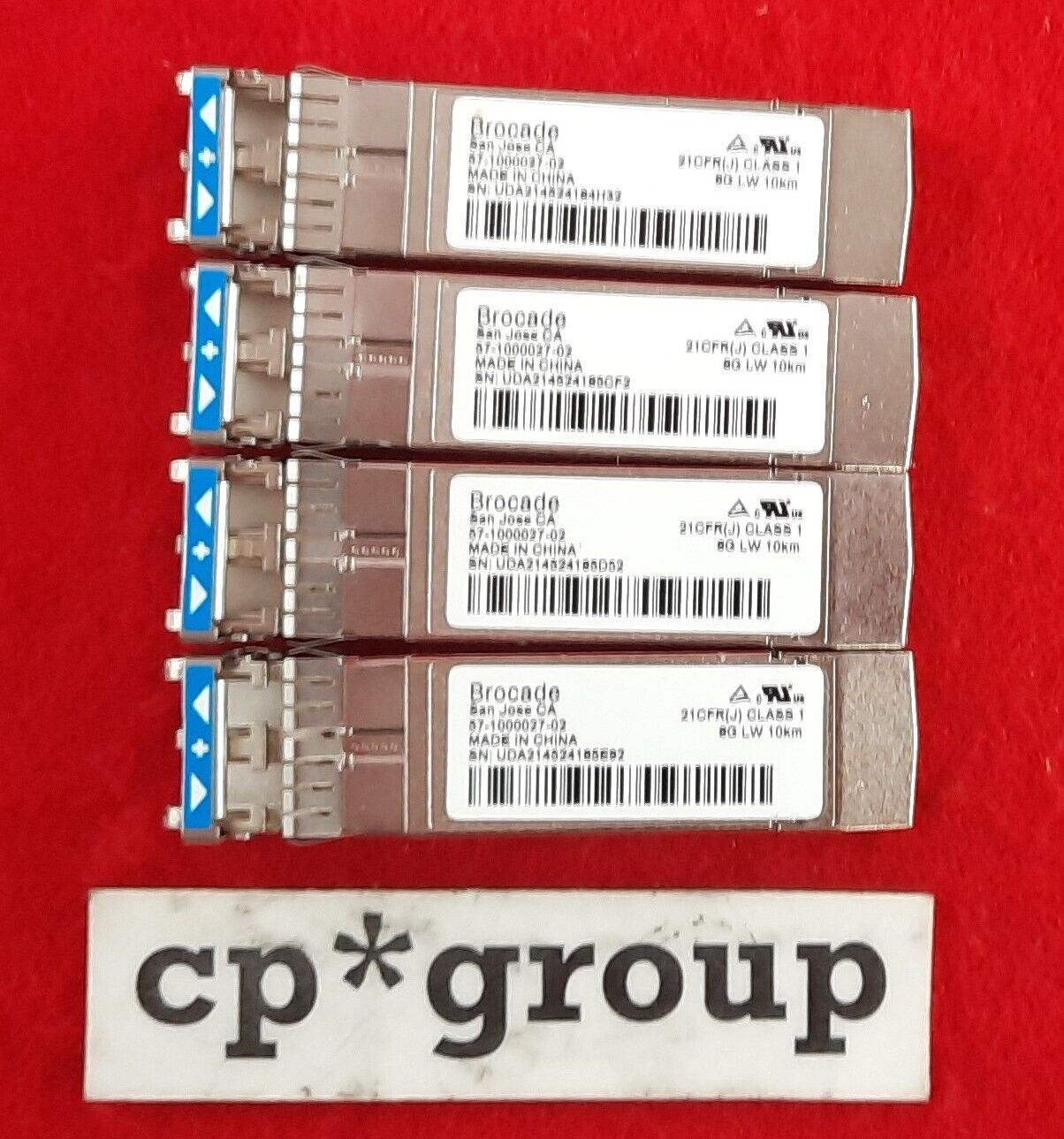 LOT OF 4 Brocade 8GB Duplex FC 1310nm 10Km LW SFP Transceiver 57-1000027-02