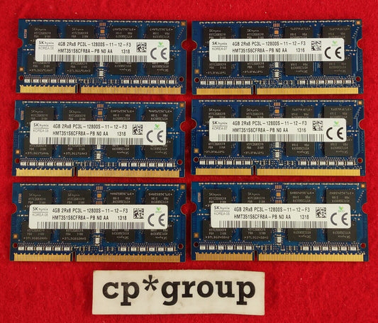 LOT OF 6 4GB 2Rx8 PC3L-12800S 204-pin SO-DIMM Laptop RAM HMT351S6CFR8A-PB