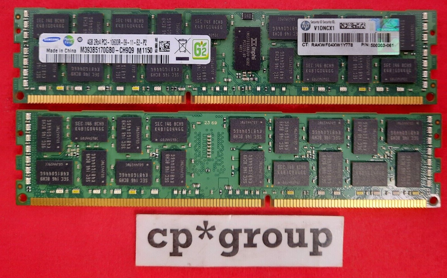 LOT OF 2 HP 4GB 2Rx4 PC3-10600R DDR3-1333MHz ECC REG Server RAM 500203-061