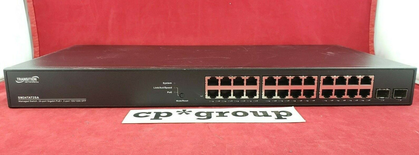 Transition Networks 24-Port PoE+ GbE & 2-Port SFP Network Switch SM24TAT2SA-VT