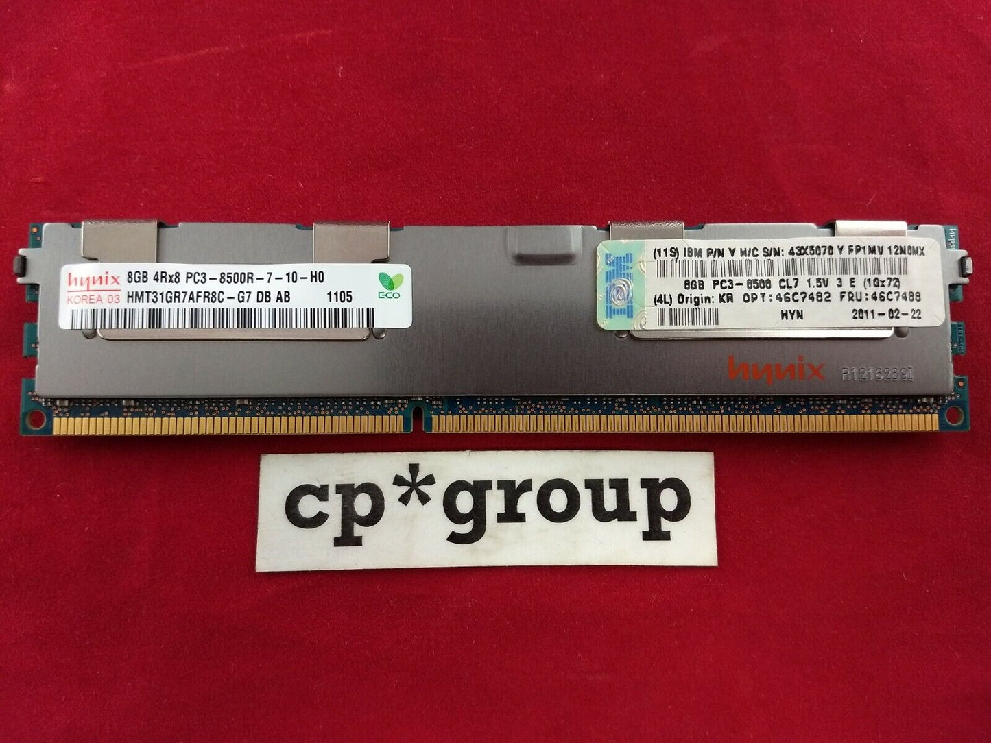 LOT OF 2 IBM Hynix 8GB 4Rx8 PC3-8500R ECC REG Server Memory 46C7488