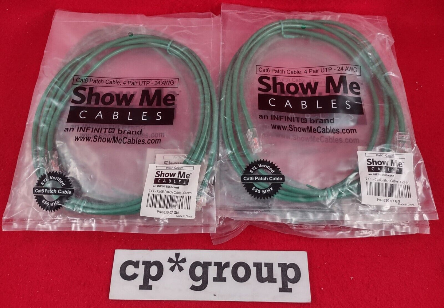 LOT OF 6 Green 7ft Category 6 Ethernet Cord (UTP) GRNCAT67FT