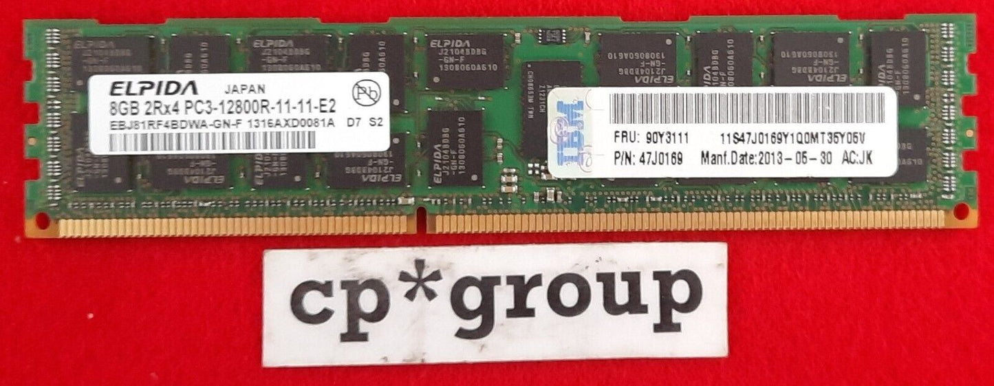 LOT OF 2 IBM 8GB 2Rx4 PC3-12800R DDR3-1600MHz ECC REG  Server RAM 90Y3111