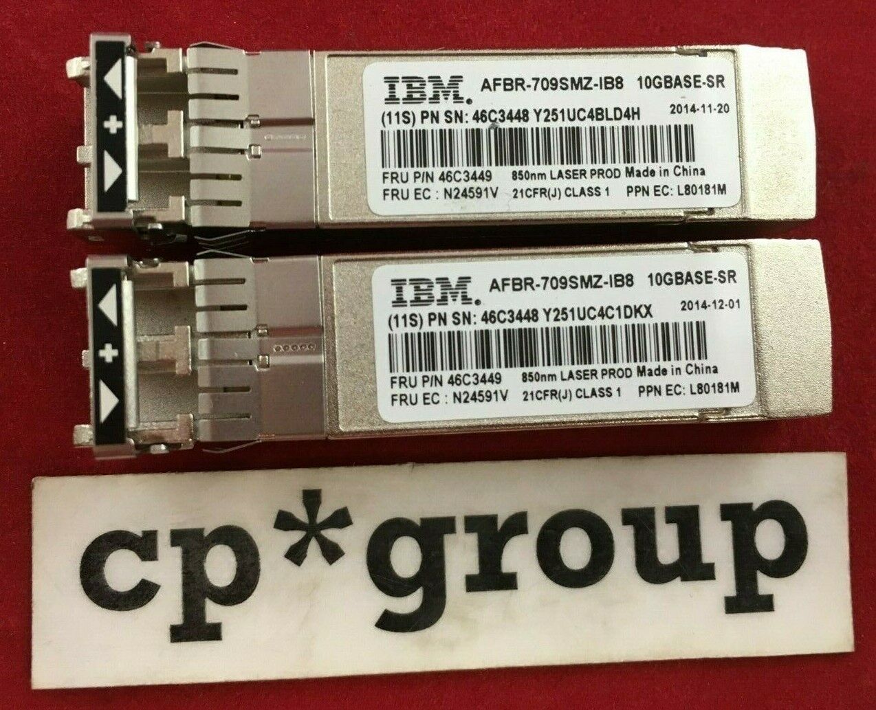 LOT OF 2 IBM Lenovo 10Gbps 300m 850nm Duplex LC SFP+ Transceiver 46C3449 46C3448