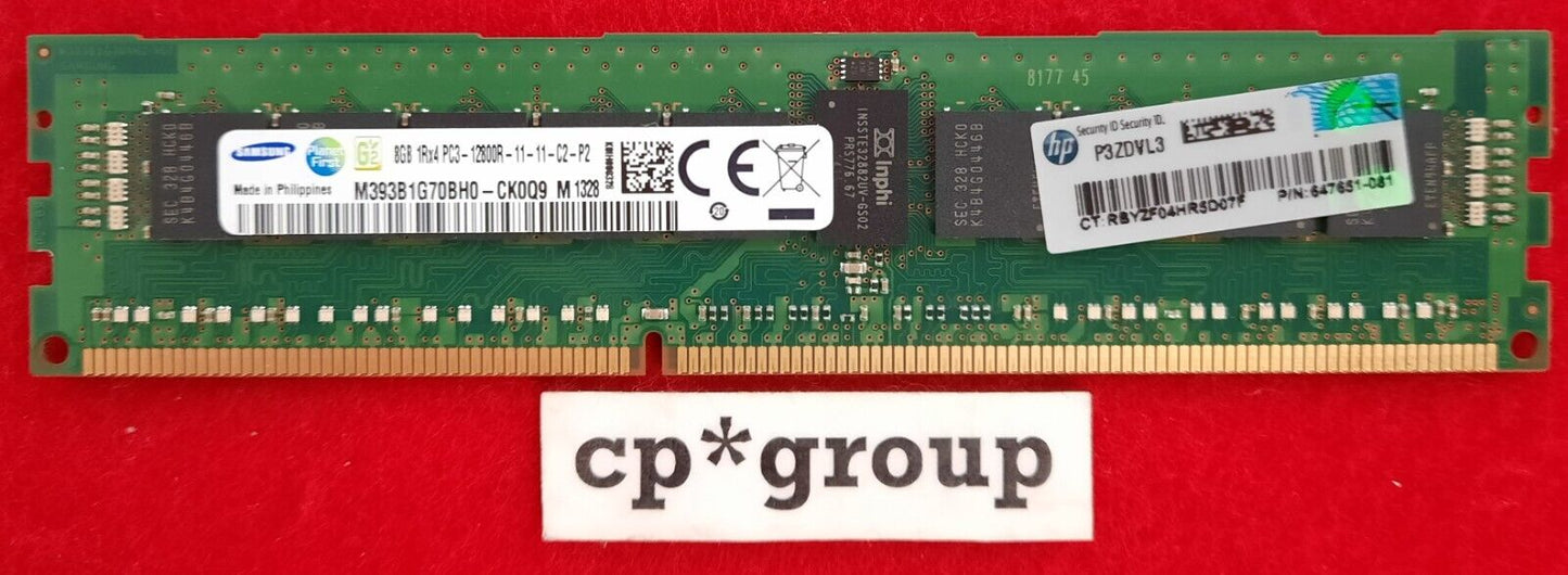 LOT OF 4 HP 8GB 1Rx4 PC3-12800R DDR3-1600 ECC REG 240-Pin Server RAM 647651-081