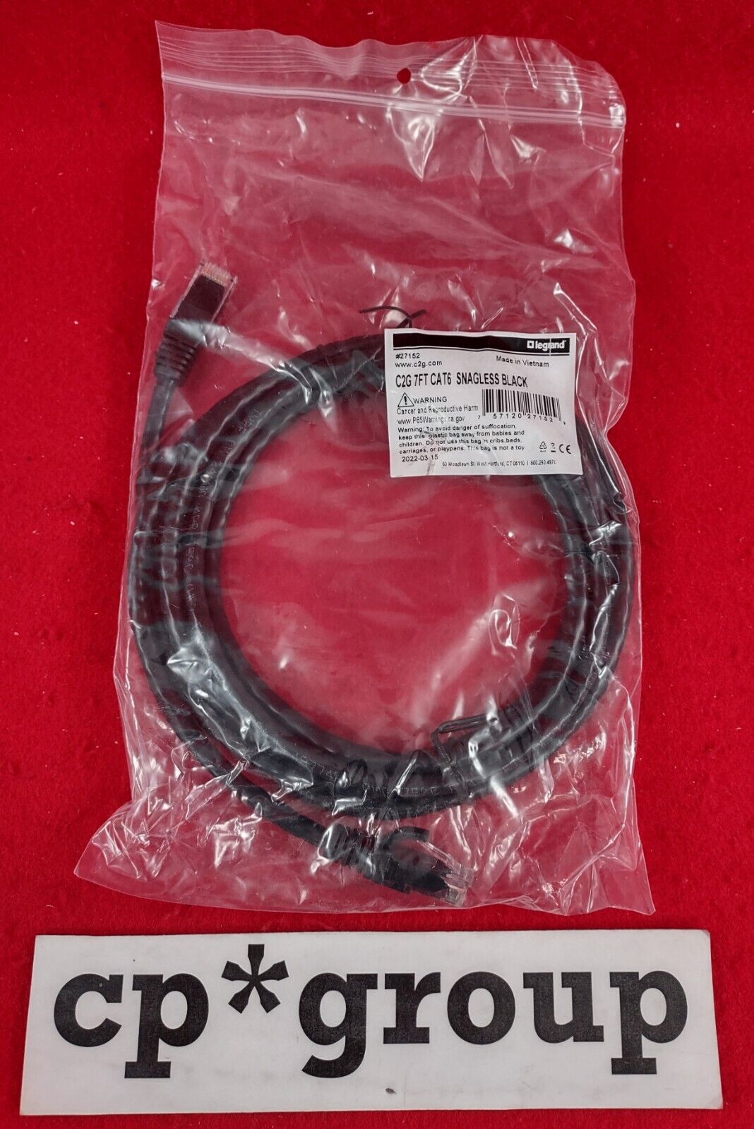 LOT OF 6 C2G Black 7ft Category 6 Ethernet Cord (UTP) BLKCAT67FT