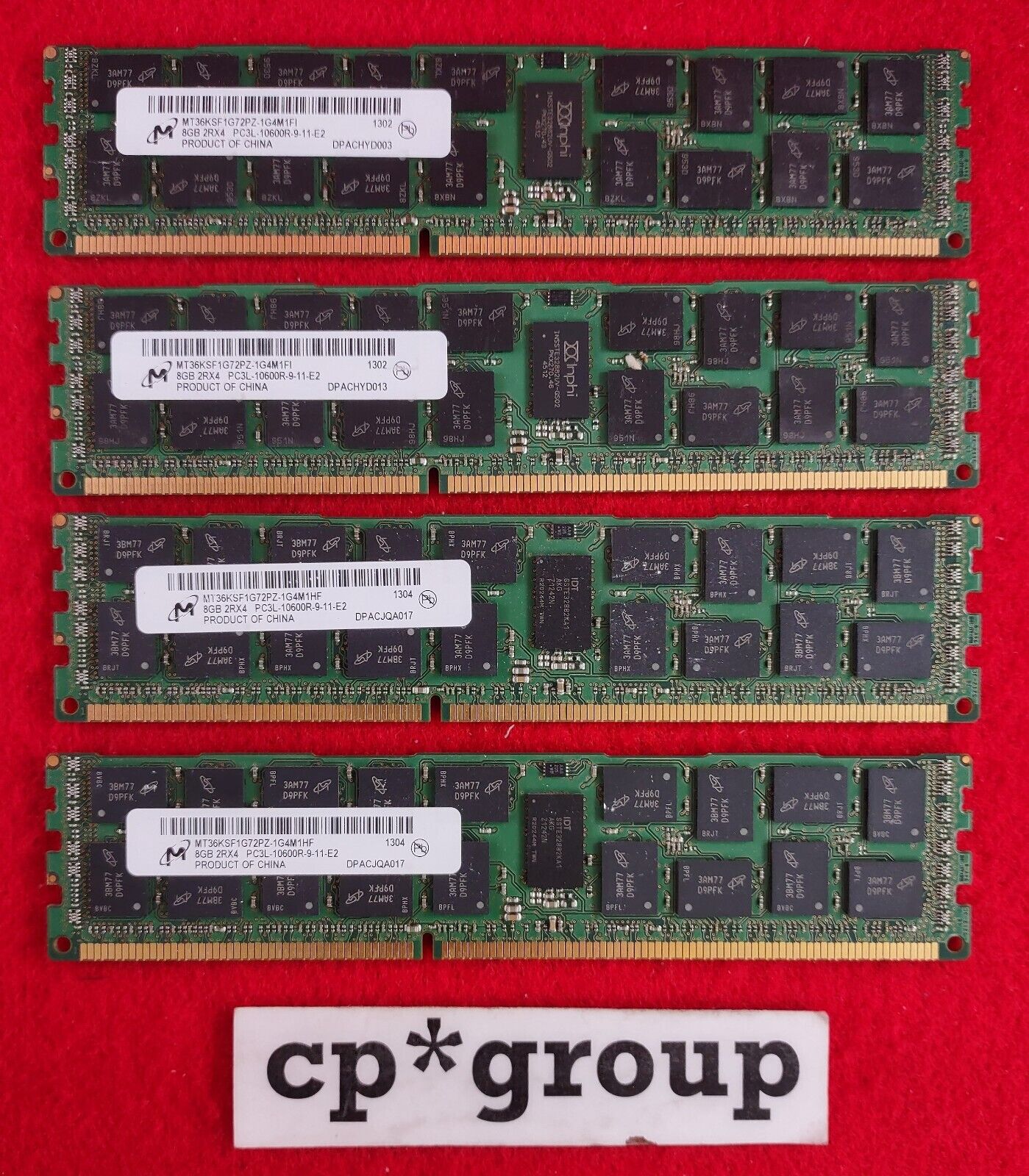 LOT OF 4 Micron 8GB 2Rx4 PC3L-1333MHz ECC REG Server RAM MT36KSF1G72PZ-1G4M1