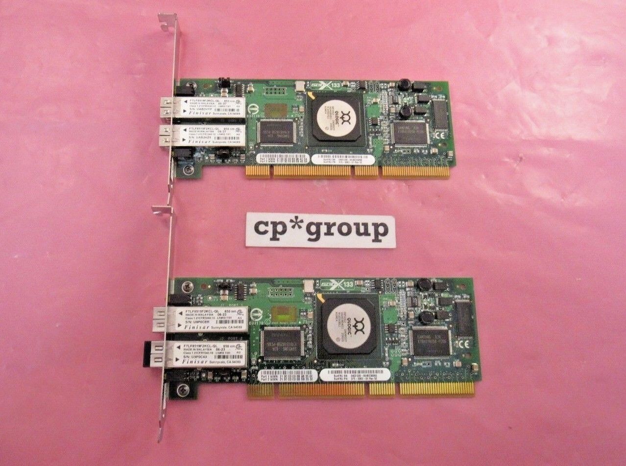 LOT OF 2 QLogic QLA2342 2GB PCI-X Dual Port Fiber Channel Host Bus Adapter HBA