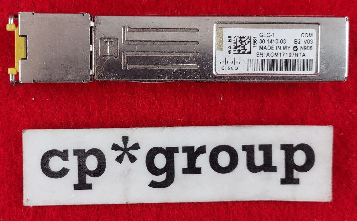 LOT OF 2 Genuine Cisco 1GB Base-T RJ-45 to SFP Transceivers GLC-T Silver Tab