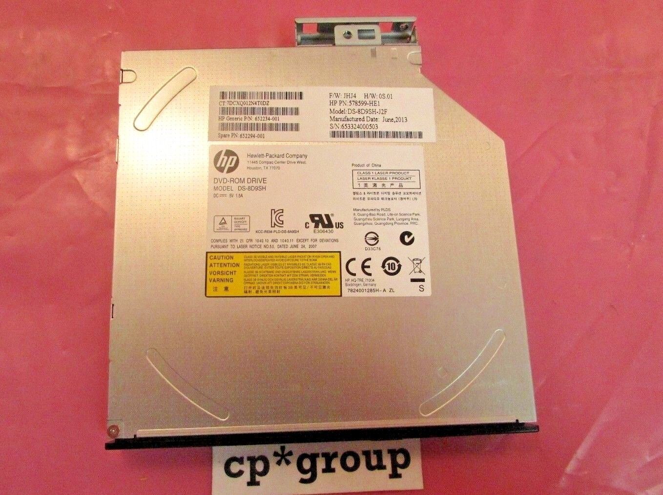 HP 8x DVD-ROM Slimline 12.7mm SATA Optical Drive 652294-001 652233-B21