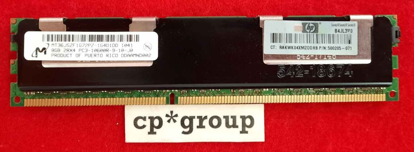 LOT OF 2 HP 8GB 2Rx4 PC3-10600R DDR3-1333MHz ECC REG Server Memory 500205-071