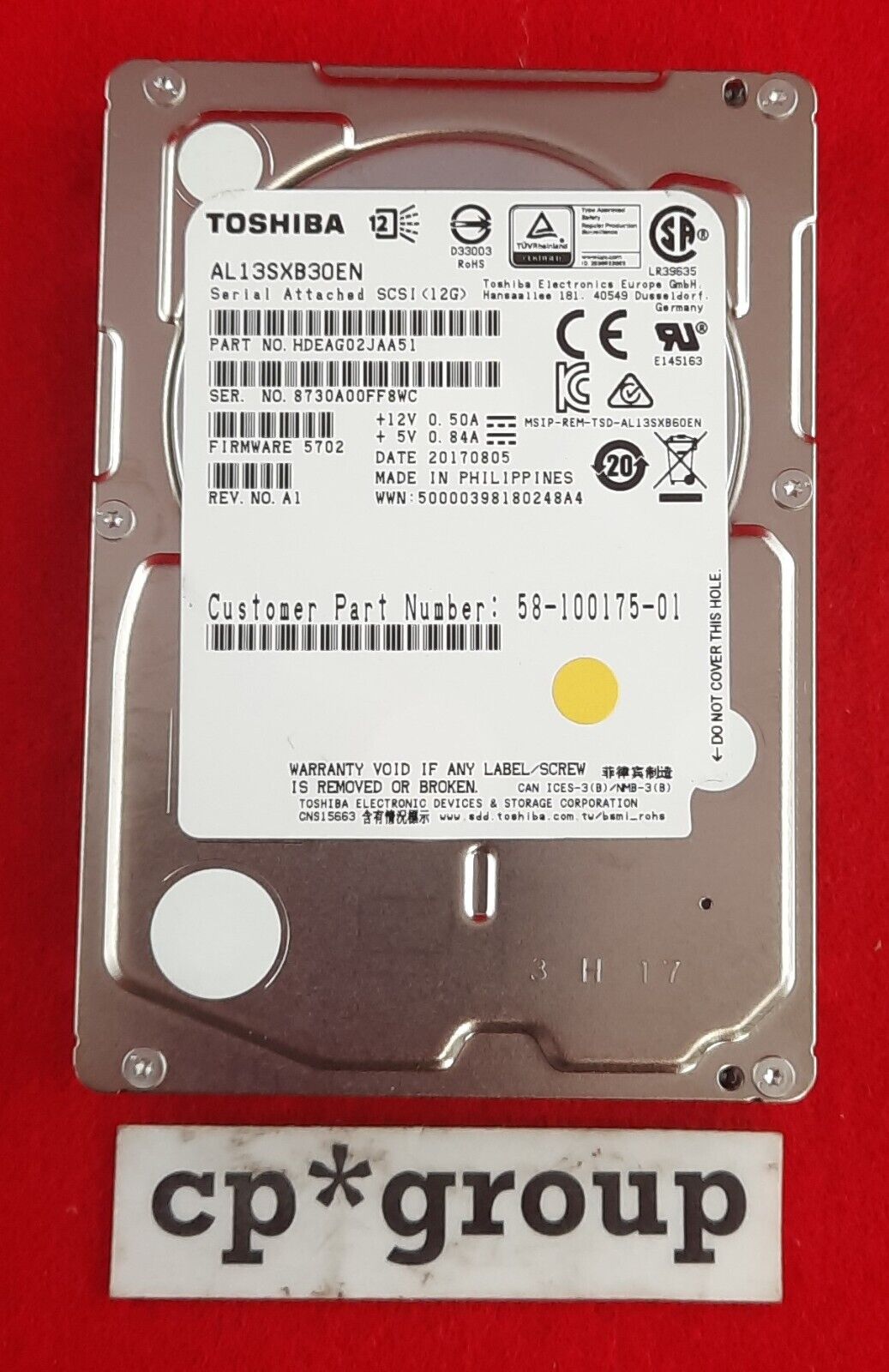 Toshiba Enterprise 300GB 15K RPM SAS 12Gbps 128MB 2.5" Hard Drive AL13SXB30EN