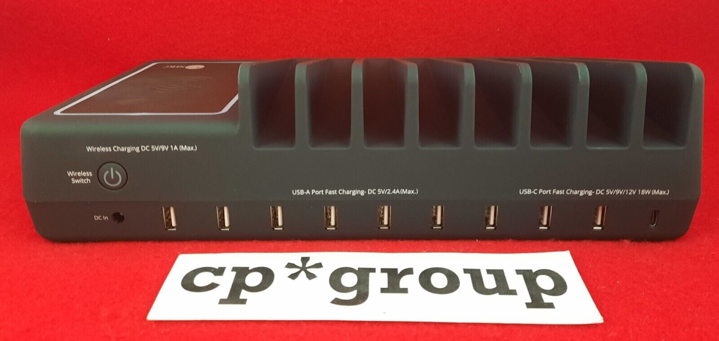 SIIG 10-Port USB-A/C & Wireless Charging Station w/ Light Deck AC-PW1H11-S1