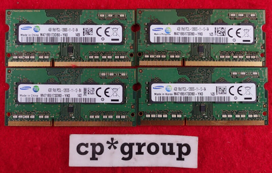 LOT OF 4 Samsung 4GB 1Rx8 PC3L-12800S SO-DIMM Laptop RAM M471B5173DB0-YK0