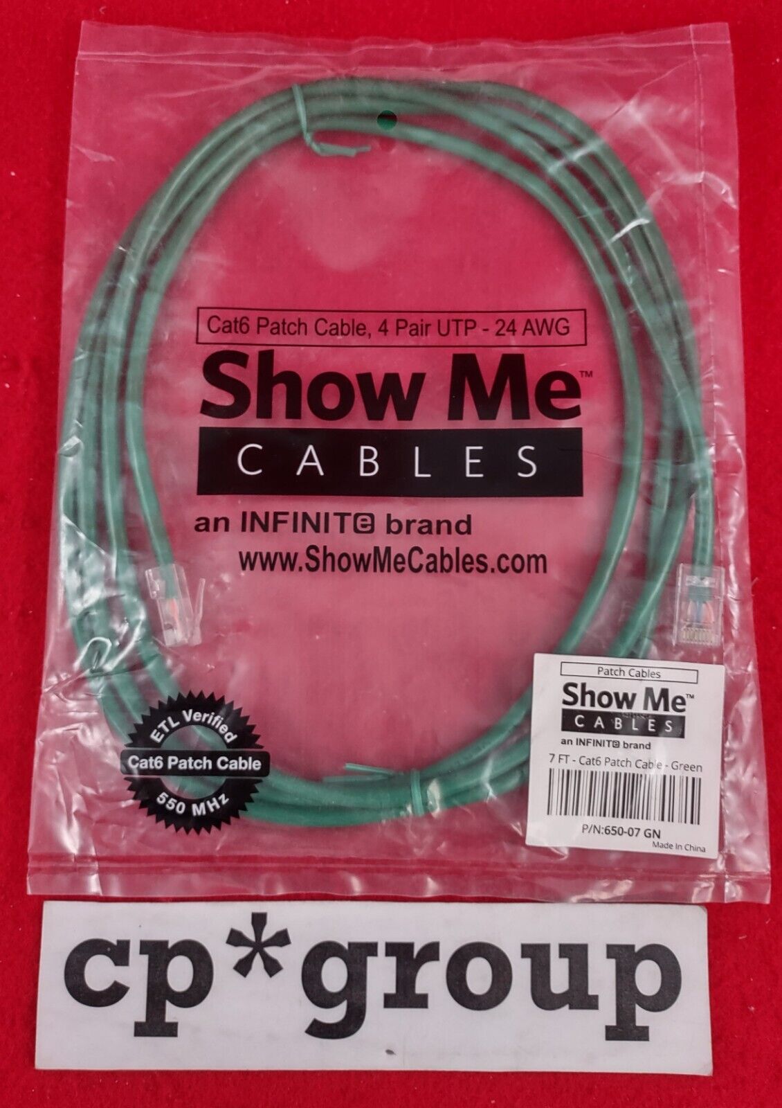 LOT OF 6 Green 7ft Category 6 Ethernet Cord (UTP) GRNCAT67FT