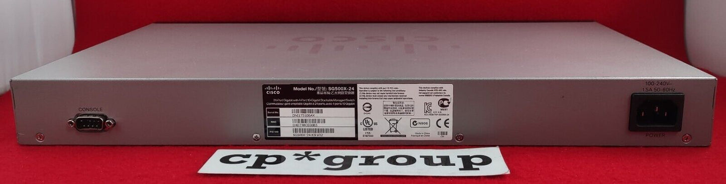 Cisco 24-Port GbE & 4-Port SFP Stackable Managed Network Switch SG500X-24