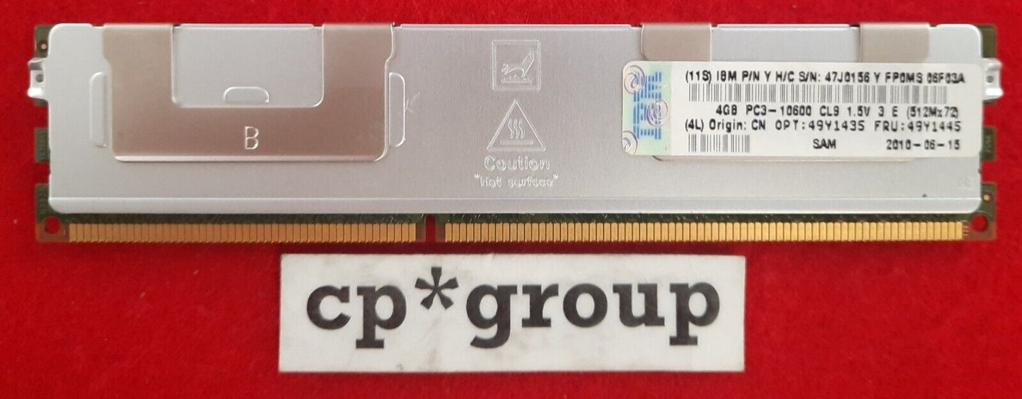 LOT OF 6 IBM 4GB 2Rx4 PC3-10600R DDR3-1333 ECC REG 240-Pin Server RAM 49Y1445