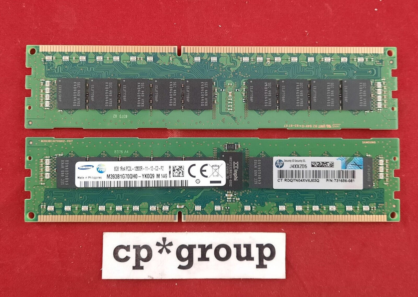 LOT OF 2 HP 8GB 1Rx4 PC3L-12800R DDR3-1600MHz ECC REC Server Memory 731656-081