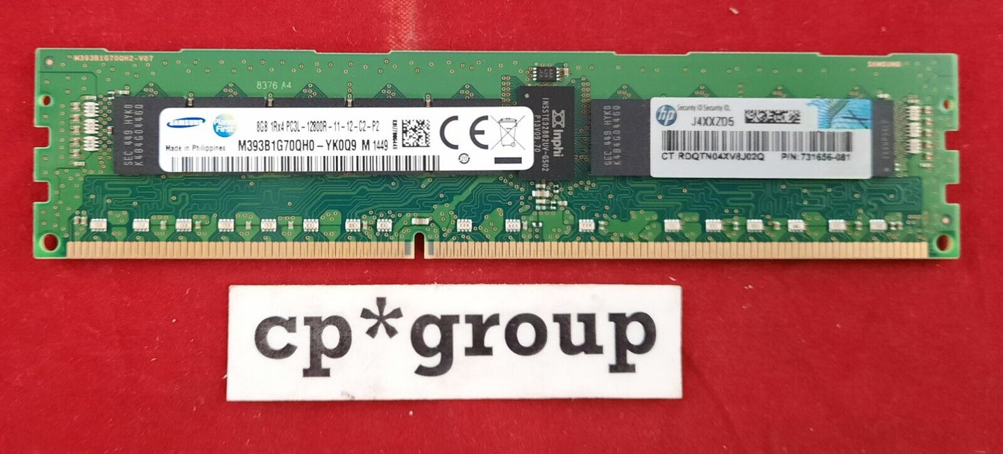 LOT OF 2 HP 8GB 1Rx4 PC3L-12800R DDR3-1600MHz ECC REC Server Memory 731656-081