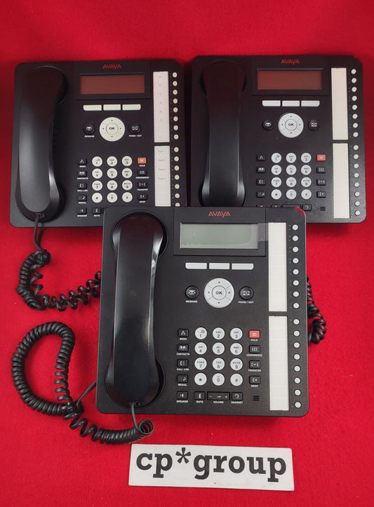 LOT OF 3 Avaya 1616-i VoIP LED 4-Line Deskphone w/ Headset & Base 700458540