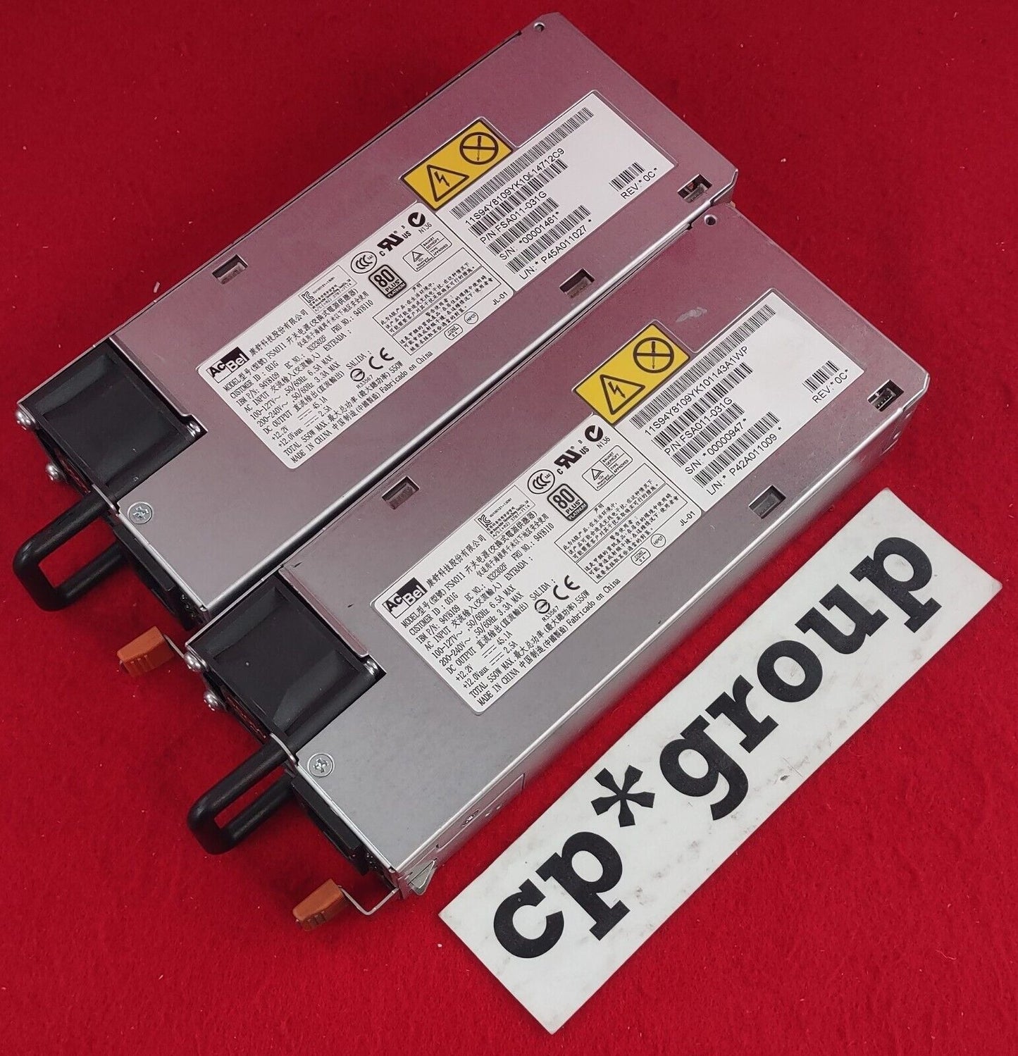 LOT OF 2 IBM 94Y8110 550W 80 Plus Platinum AC Power Supplies for System x3650 M4