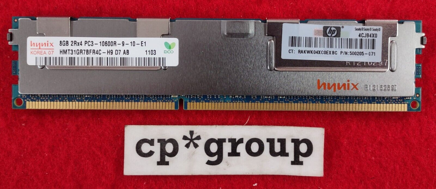 LOT OF 2 HP 8GB 2Rx4 PC3-10600R DDR3-1333MHz ECC REG Server Memory 500205-071