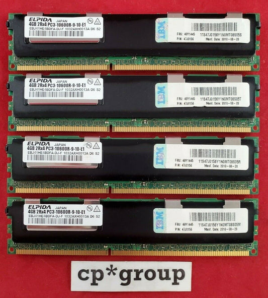 Elpida 16GB (4x4GB) 2Rx4 PC3-10600R Registered Server Memory EBJ41HE4BDFA-DJ-F